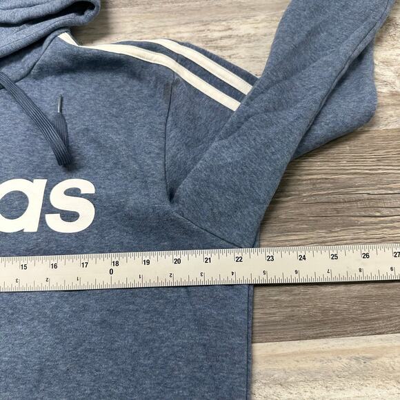 Adidas Essentials 3 Stripes Blue White Mens M Spellout Pullover Track Hoodie - Picture 9 of 11